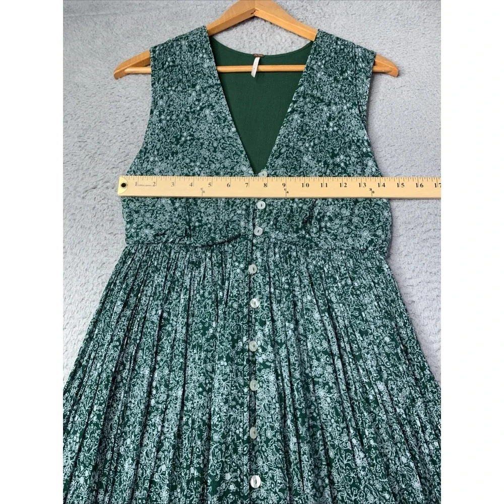 Free People Dress Womens Size 0 My Fair Lady Dress Floral Green Maxi Lined